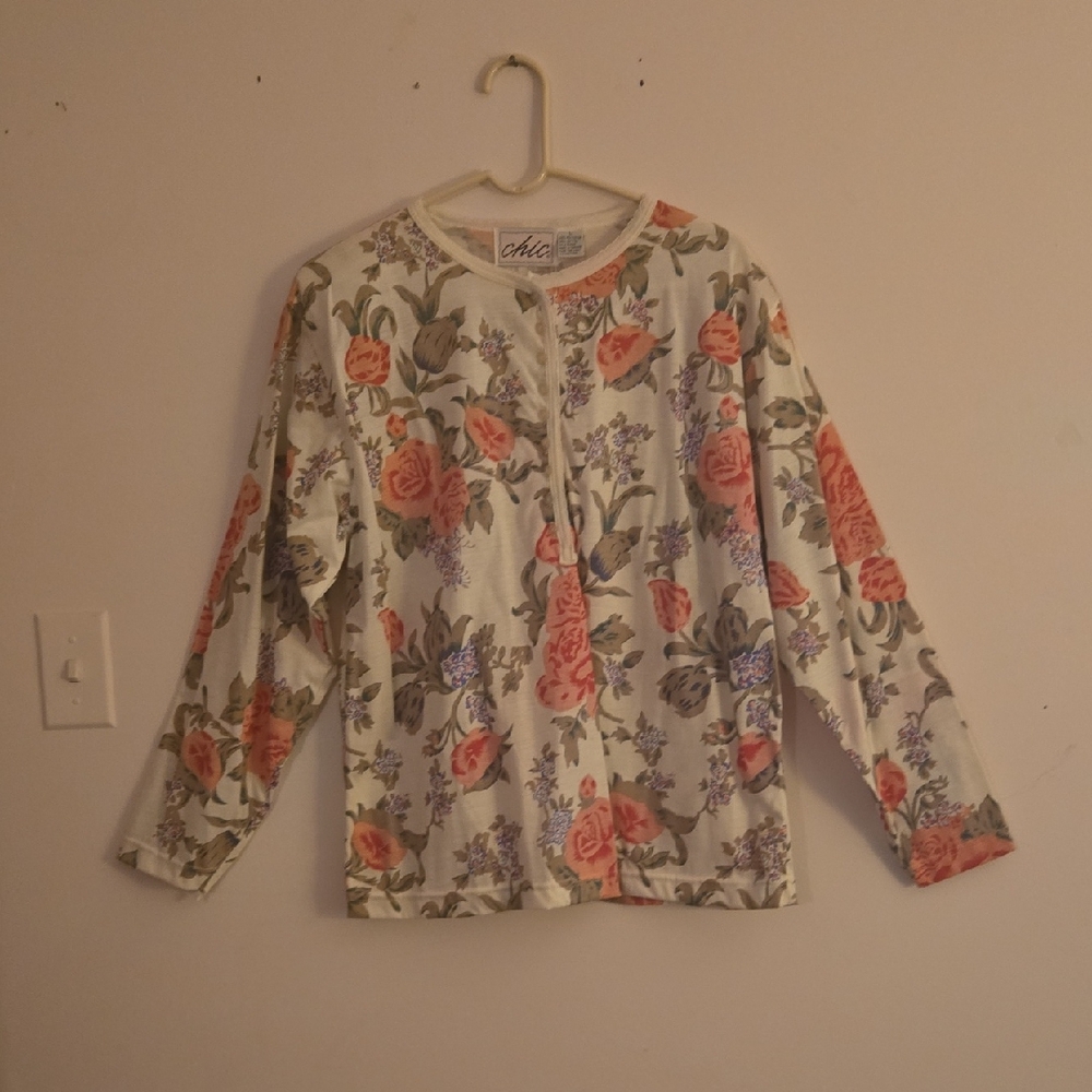 Chic Floral Crop Top - Cream and Pink.